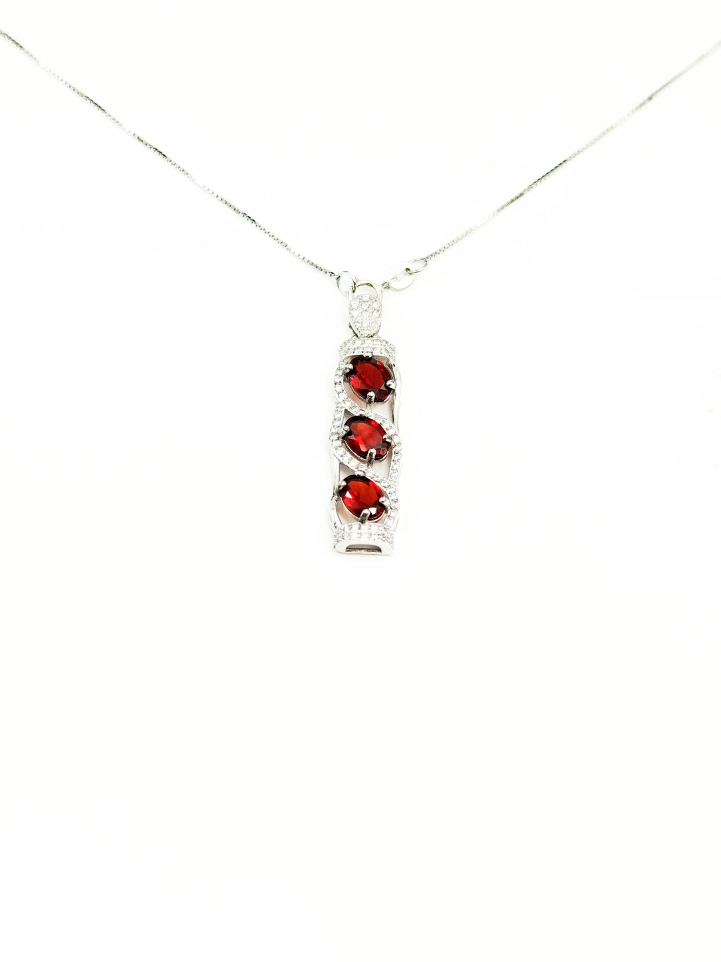 Natural Garnet Pendant Necklace - S925 Sterling Silver, Red Gemstone Jewelry, Elegant February Birthstone Gift for Women