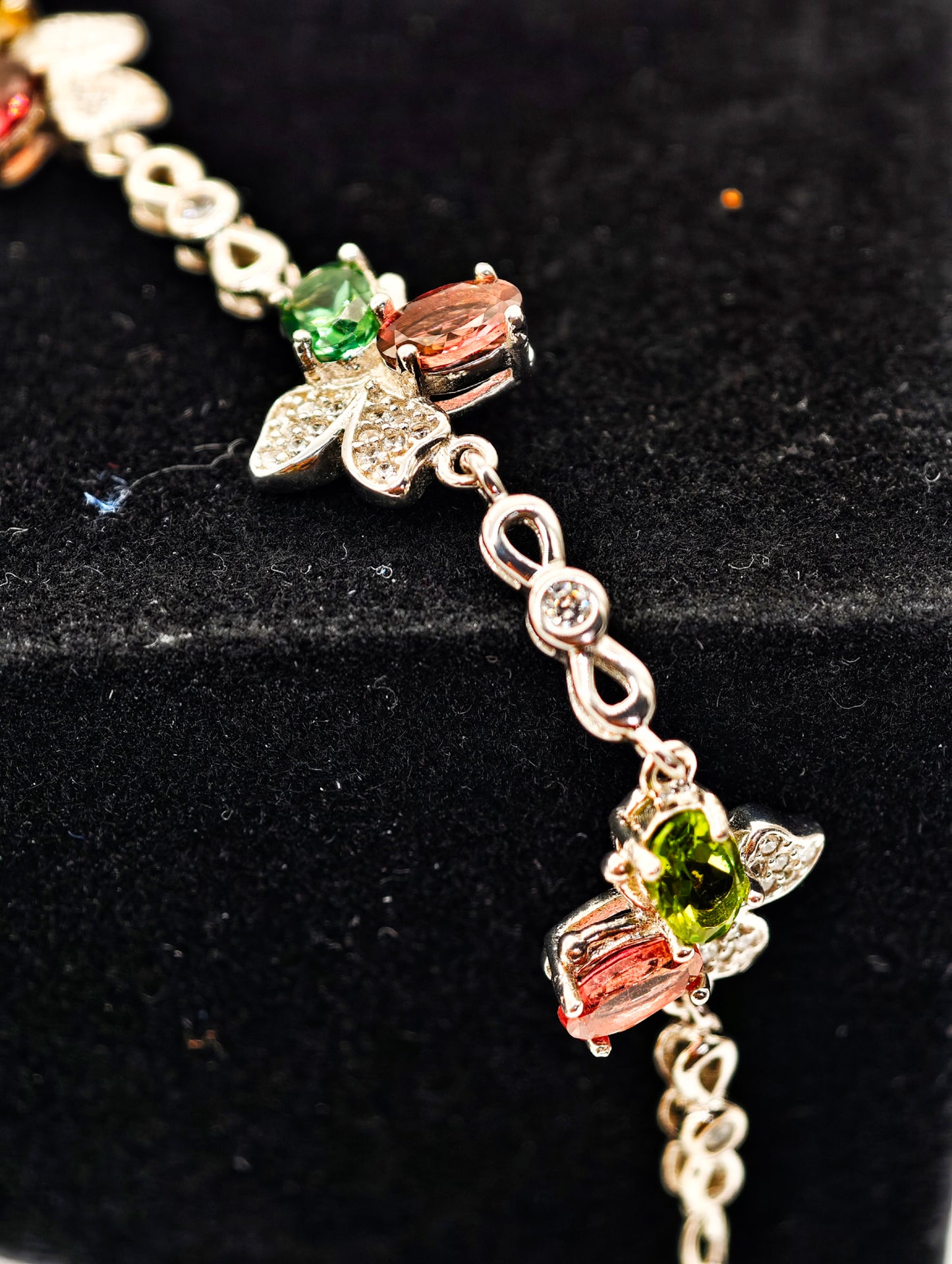 Butterfly Colorful Tourmaline Bracelet - S925 Sterling Silver, Premium Natural Gemstone, Dainty Jewelry for Women, Birthstone Bracelet, Gift for Her