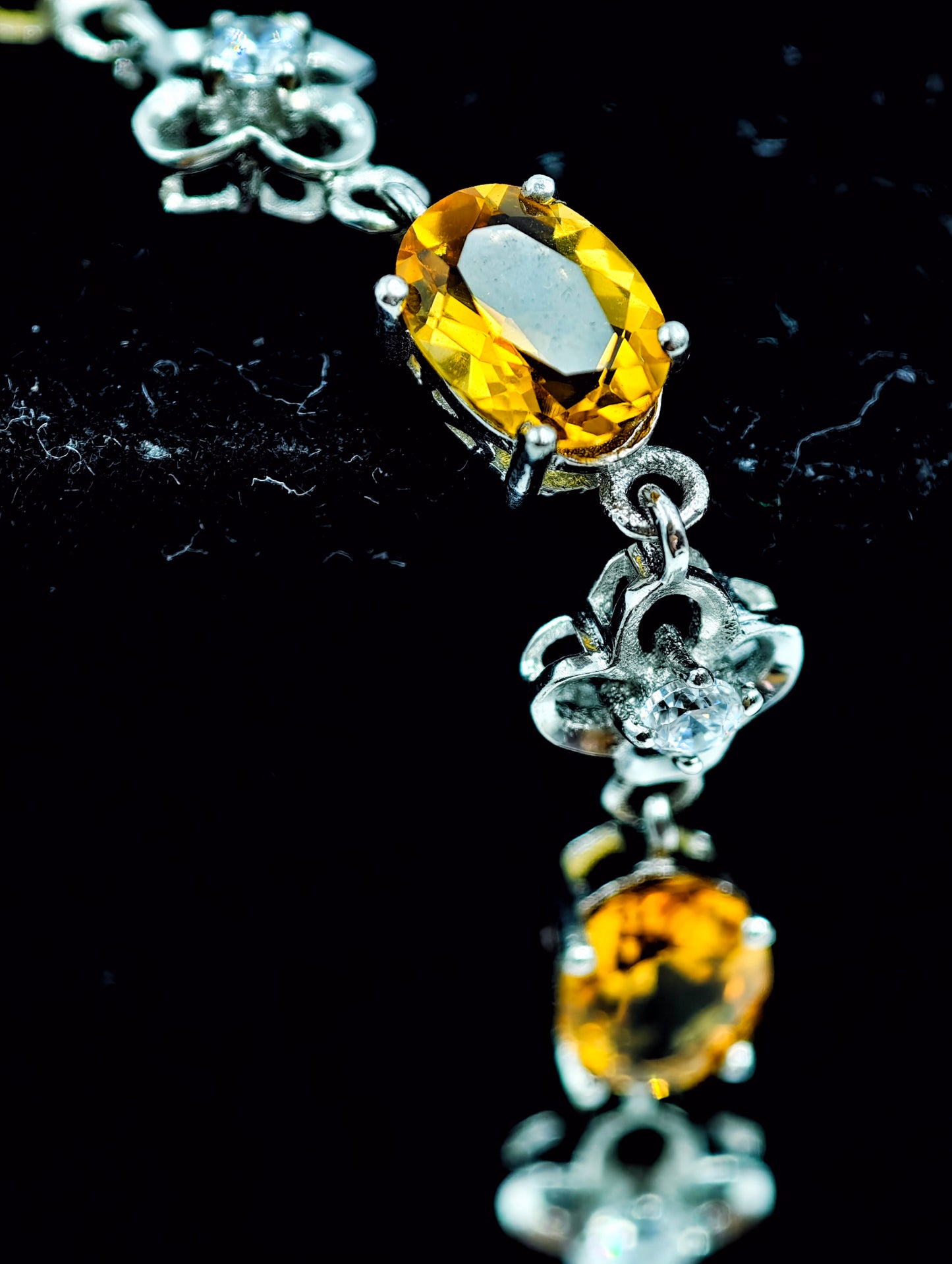 Natural Citrine Bracelet, S925 Sterling Silver, Elegant Yellow Crystal, Fashion Elegant November Birthstone Jewelry for Women