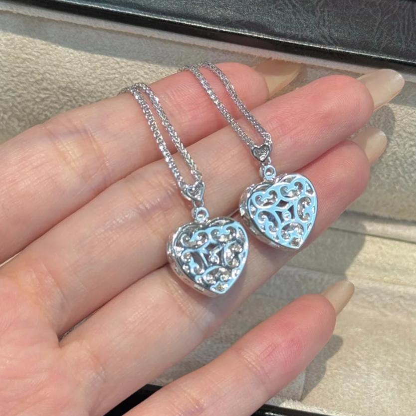 Aquamarine Ocean Blue Heart Pendant Necklace S925, Gift of love