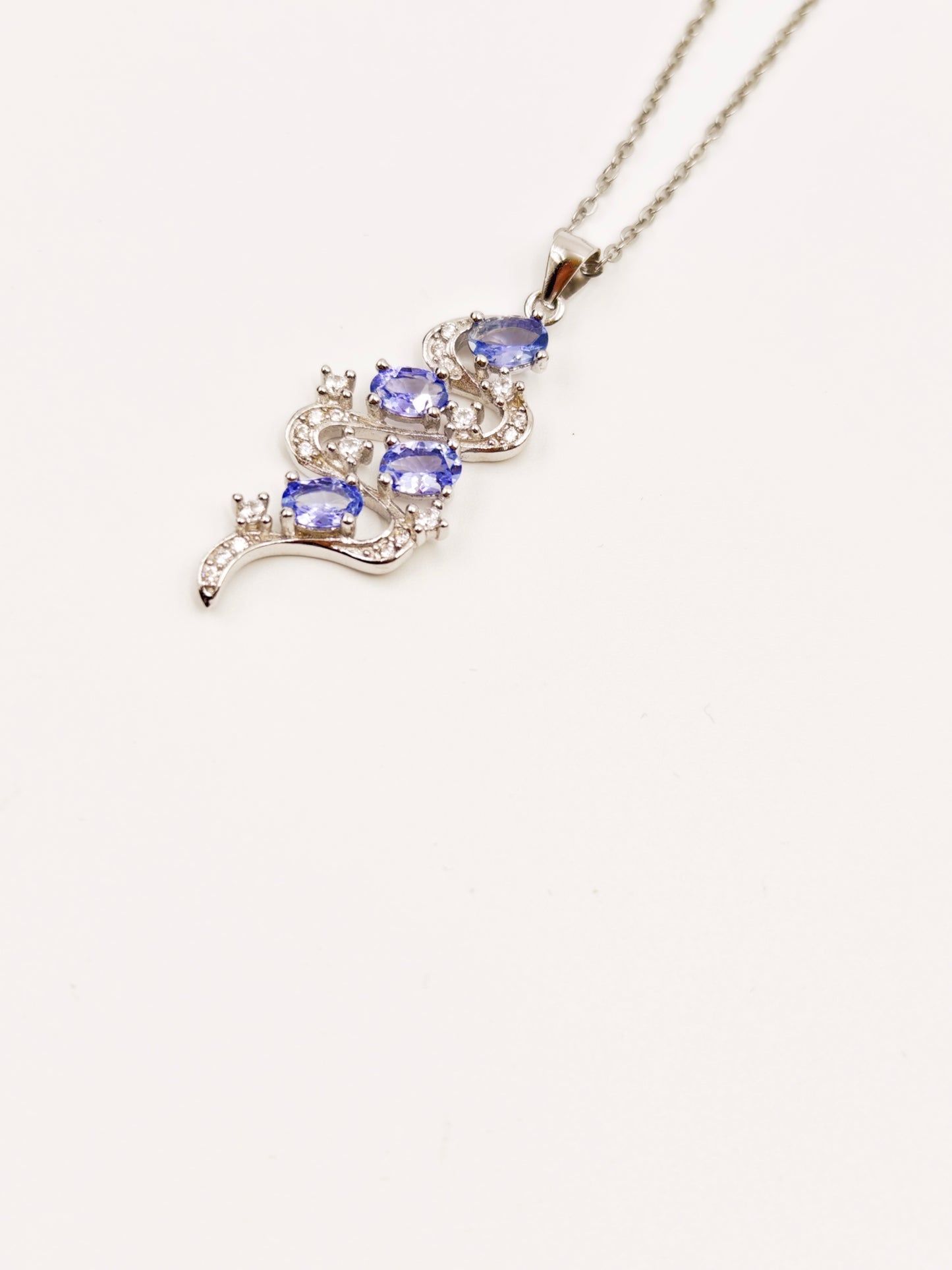 Water Wave Natural Tanzanite Pendant Necklace - S925 Sterling Silver, Premium Natural Blue Gemstone Jewelry, Elegant Gift for Women