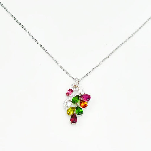 Swan Design Natural Tourmaline Pendant Necklace - S925 Sterling Silver, Colorful Gemstone Jewelry, Elegant Gift for Women