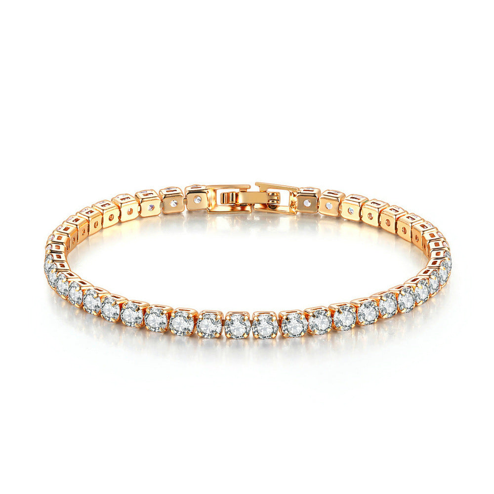 Tennis Bracelet Collection, Sterling Silver, Gold-Plated Copper, and Silver-Plated Alloy - Round Square Cubic Zirconia - Classic Design Women Men Gift