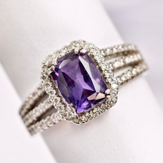 Natural Amethyst Ring, S925 Sterling Silver – Elegant Purple Gemstone Jewelry