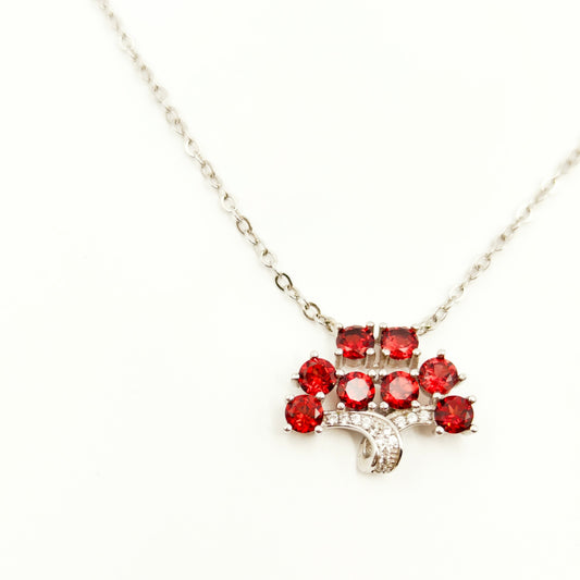 Tree shaped Garnet Pandent Necklace, S925 Sterling Silver, Red Gemstone Youthful and Environmentally Elements Friendly