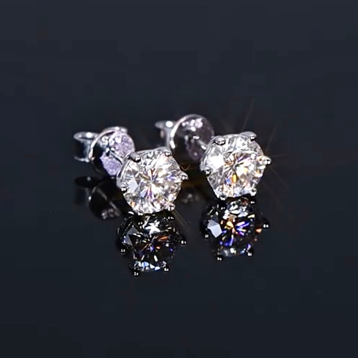 Six-Prong Stud Earrings, S925 Sterling Silver, Brilliant Synthetic Moissanite – Timeless Sparkle for Everyday Luxury