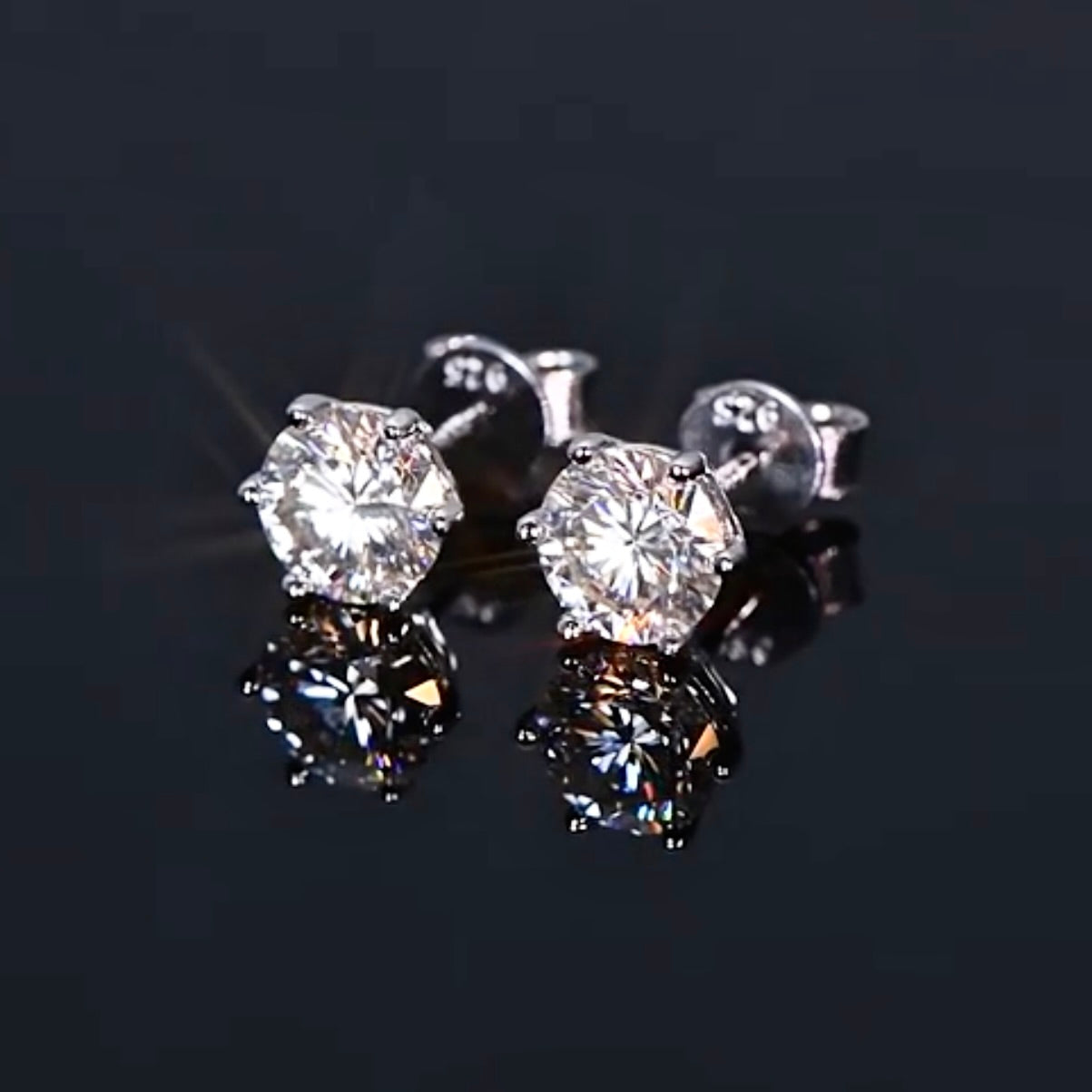 Six-Prong Stud Earrings, S925 Sterling Silver, Brilliant Synthetic Moissanite – Timeless Sparkle for Everyday Luxury