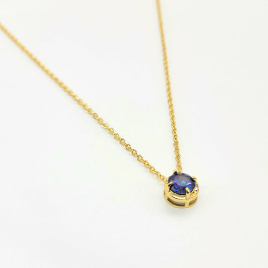 Natural Tanzanite Necklace S925 Sterling Silver with Gold Plating - Purple Blue Gemstone Women's Collarbone Chain, December Birthstone