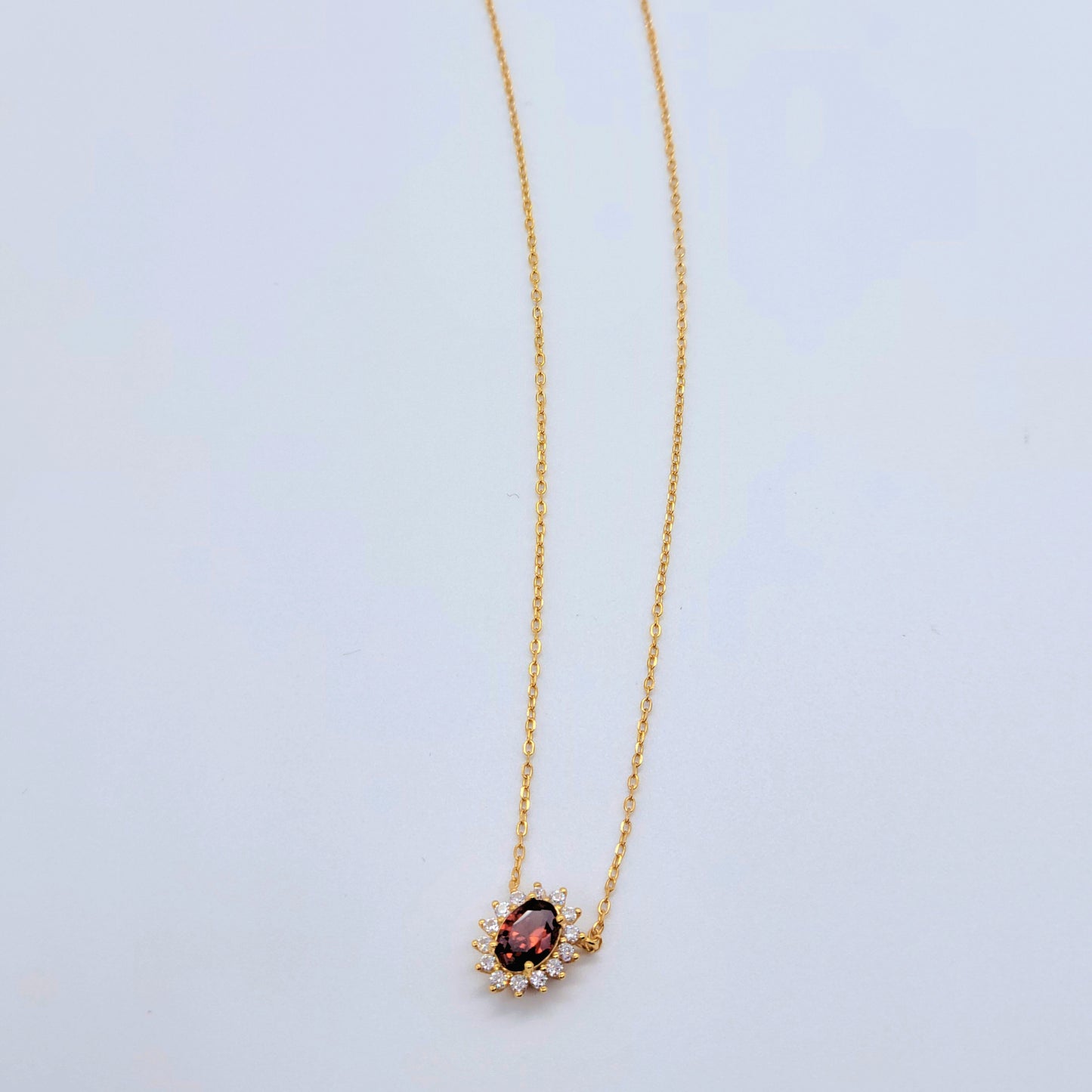 Exquisite Vintage Red Gemstone Necklace S925 Sterling Silver with 18K Gold Plating - Zircon Stone Versatile Elegant Women's July Birthstone