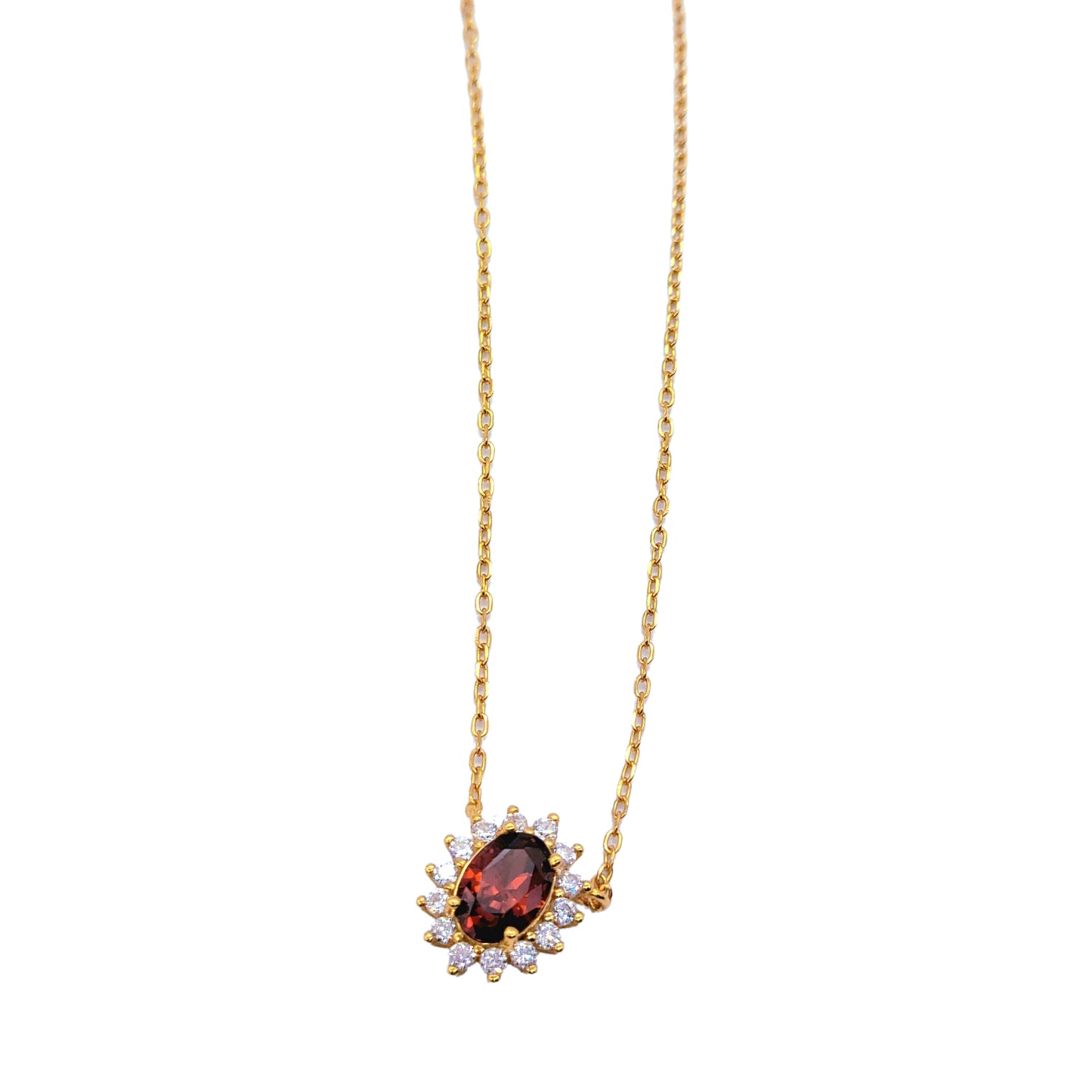 Exquisite Vintage Red Gemstone Necklace S925 Sterling Silver with 18K Gold Plating - Zircon Stone Versatile Elegant Women's July Birthstone