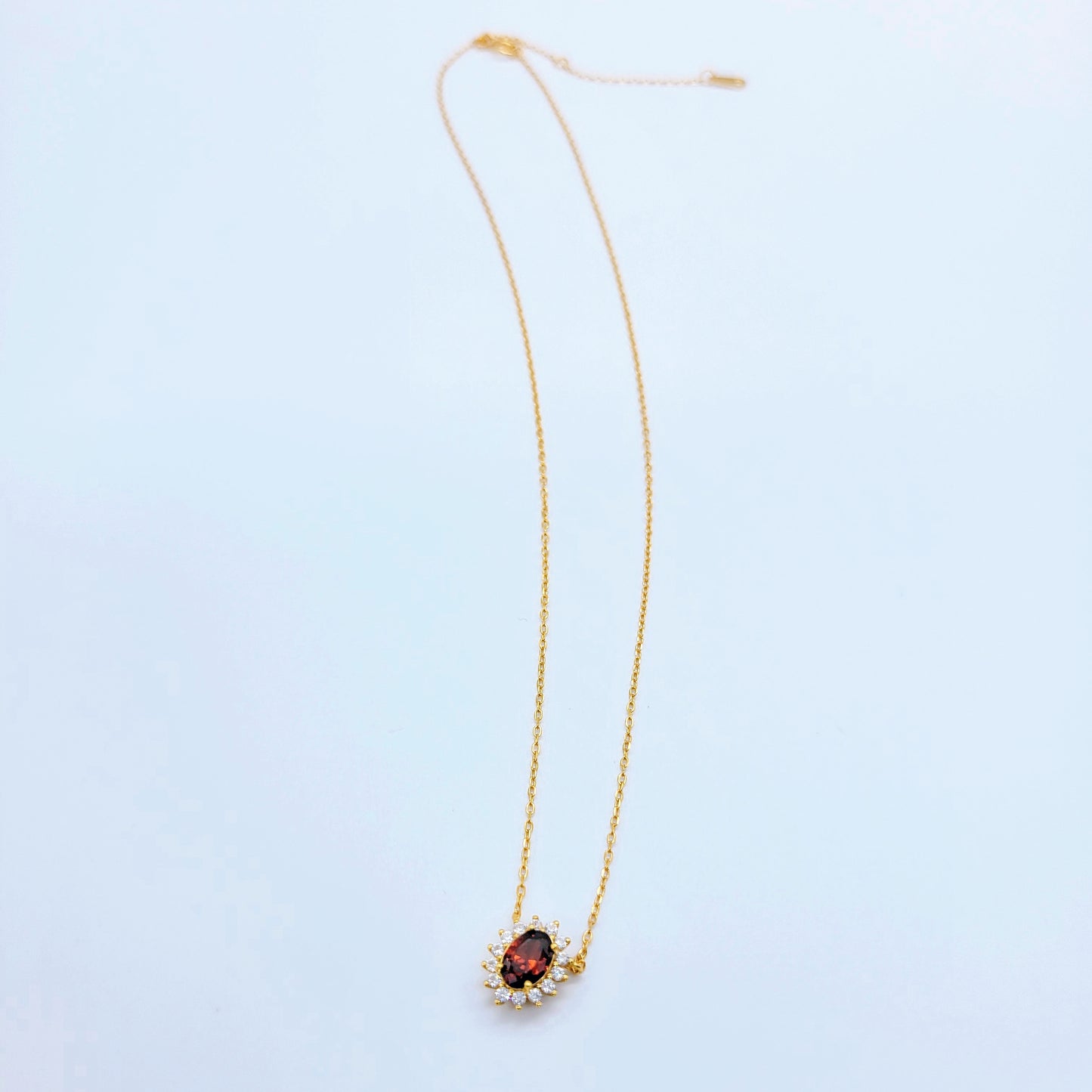 Exquisite Vintage Red Gemstone Necklace S925 Sterling Silver with 18K Gold Plating - Zircon Stone Versatile Elegant Women's July Birthstone