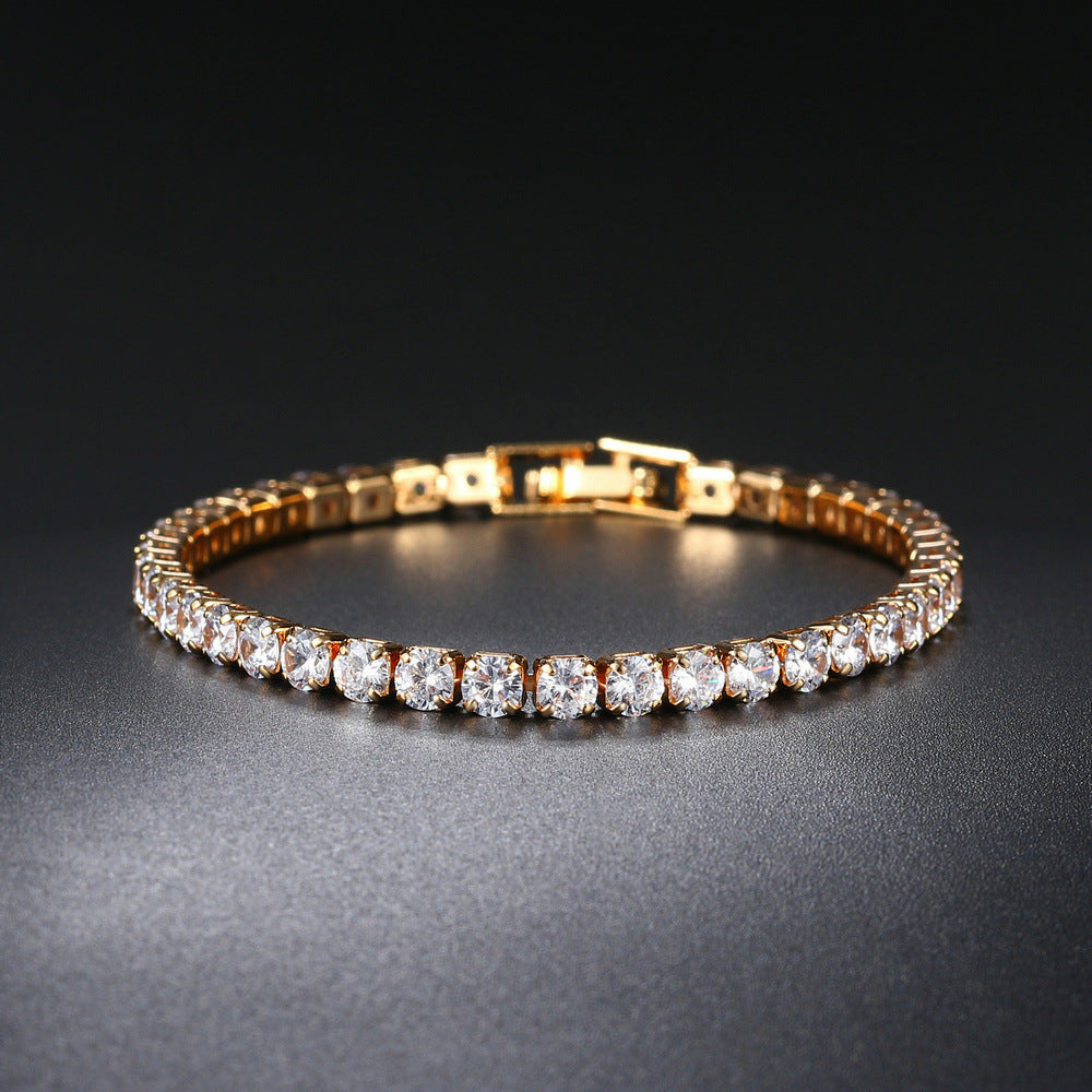 Tennis Bracelet Collection, Sterling Silver, Gold-Plated Copper, and Silver-Plated Alloy - Round Square Cubic Zirconia - Classic Design Women Men Gift