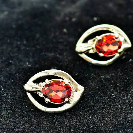 Garnet Stud Earrings Unique Design, S925 Natural Red Gemstone – Elegant Birthstone Jewelry for Women, Perfect Gift for Everyday & Special Occasions