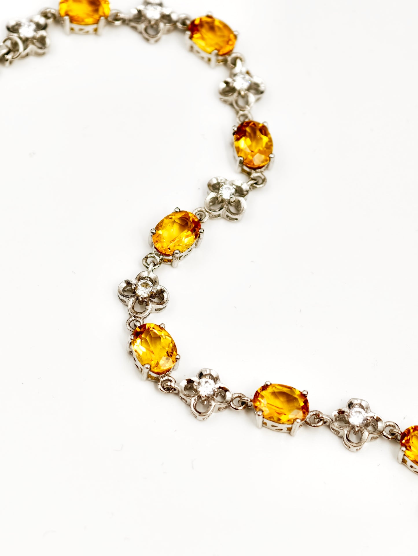 Natural Citrine Bracelet, S925 Sterling Silver, Elegant Yellow Crystal, Fashion Elegant November Birthstone Jewelry for Women