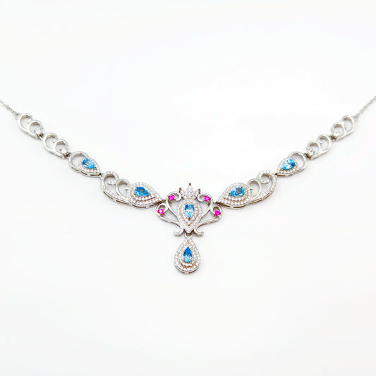 Blue Topaz Necklace, S925 Sterling Silver, Premium Natural Gemstone - Elegant Jewelry, Luxury Accessary