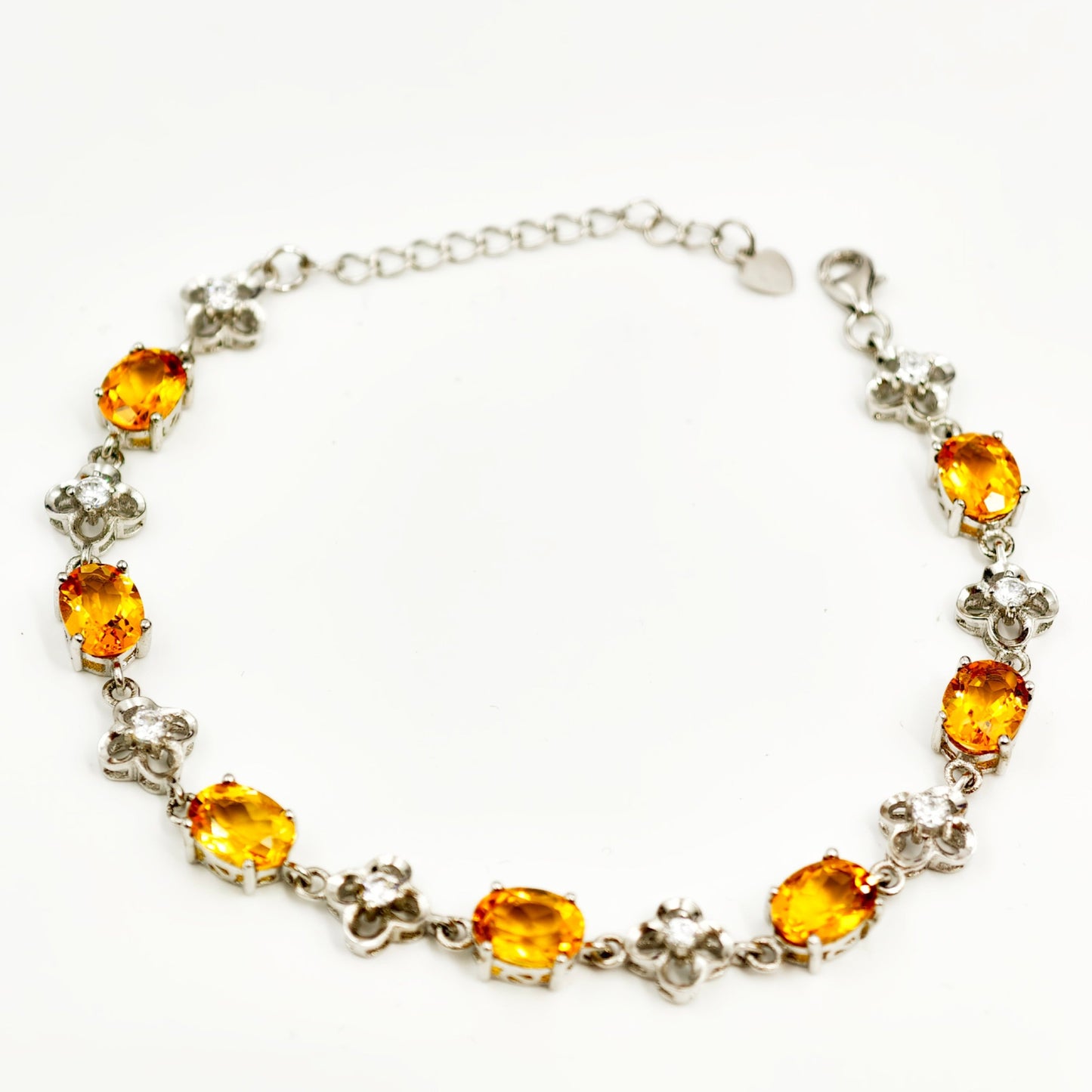 Natural Citrine Bracelet, S925 Sterling Silver, Elegant Yellow Crystal, Fashion Elegant November Birthstone Jewelry for Women