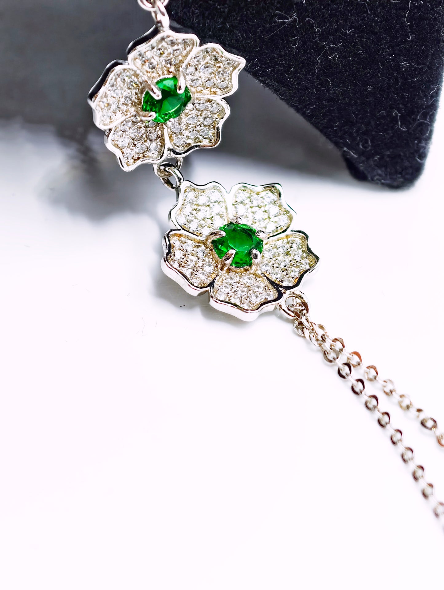 Flower Natural Diopside Bracelet, S925 Sterling Silver, Fashion Green Gemstone, Elegant Floral Gemstone Jewelry