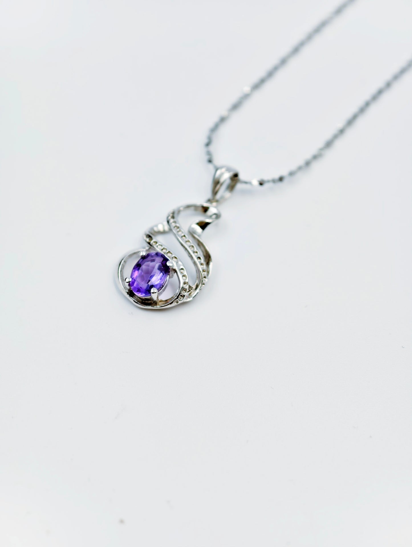 Natural Amethyst Pendant Necklace - S925 Sterling Silver, Genuine Purple Crystal Jewelry, February Birthstone Gift for Women