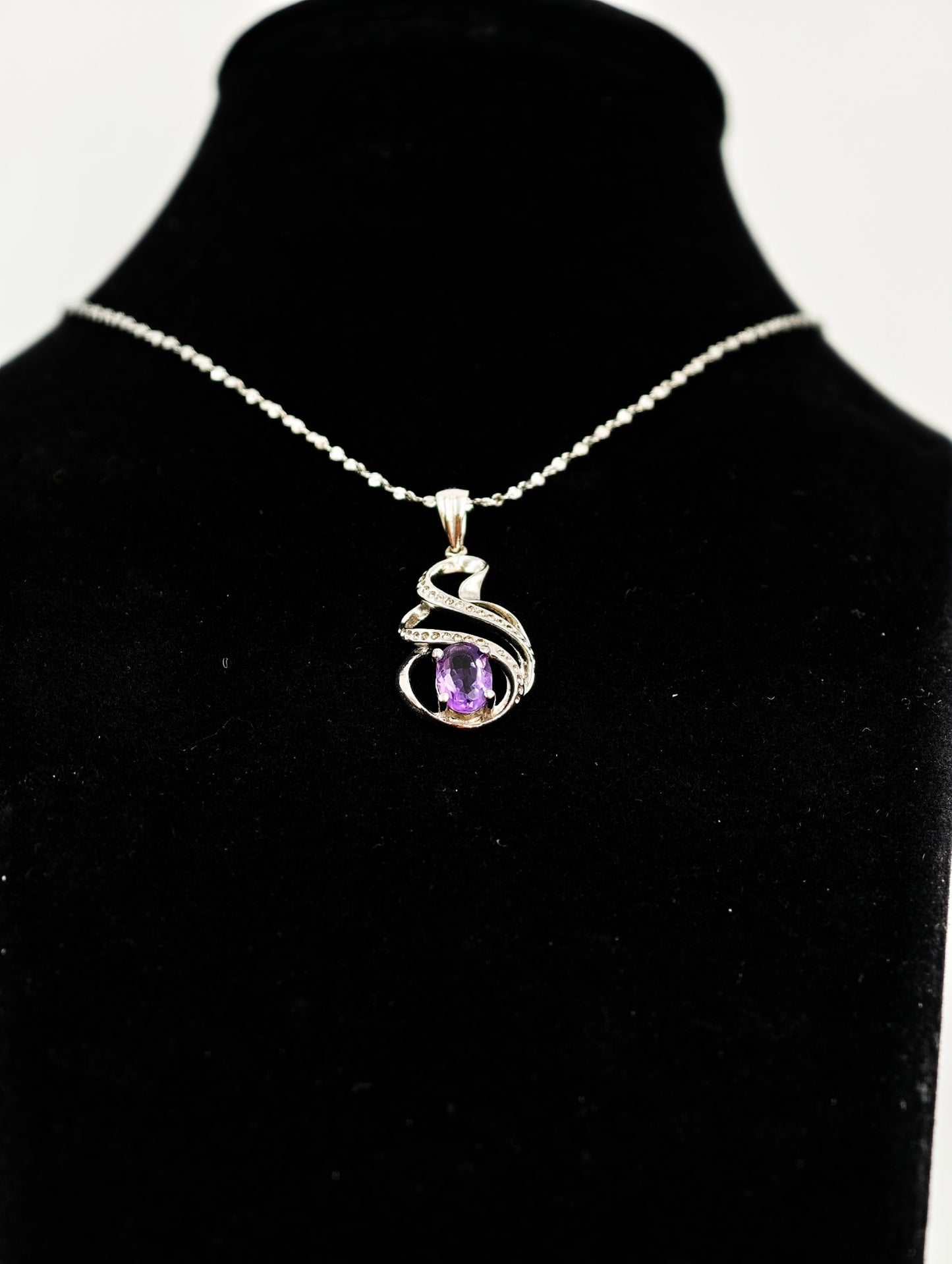 Natural Amethyst Pendant Necklace - S925 Sterling Silver, Genuine Purple Crystal Jewelry, February Birthstone Gift for Women