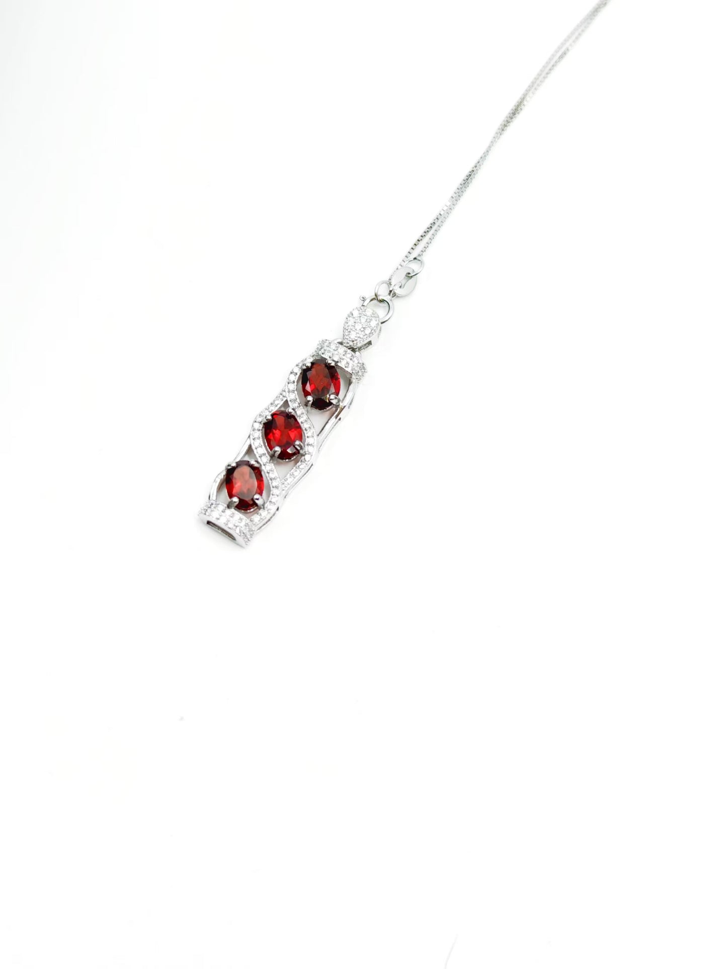 Natural Garnet Pendant Necklace - S925 Sterling Silver, Red Gemstone Jewelry, Elegant February Birthstone Gift for Women