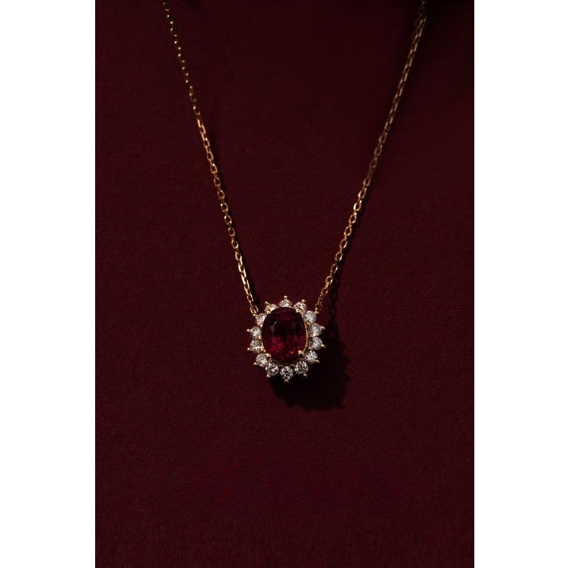 Exquisite Vintage Red Gemstone Necklace S925 Sterling Silver with 18K Gold Plating - Zircon Stone Versatile Elegant Women's July Birthstone