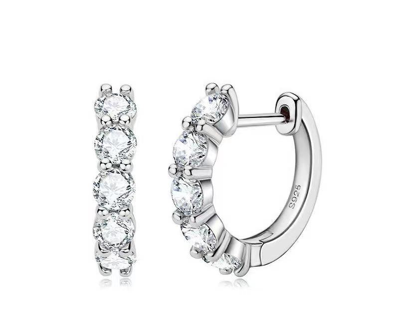 Hoop Earrings and Stud Earrings, S925 Sterling Silver, Synthetic Moissanite – Elegant Versatile Sparkle for Every Occasion