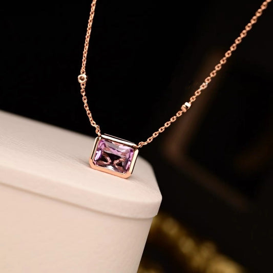 Natural Amethyst Gold Necklace S925 Silver with Gold Plating - February Birthstone