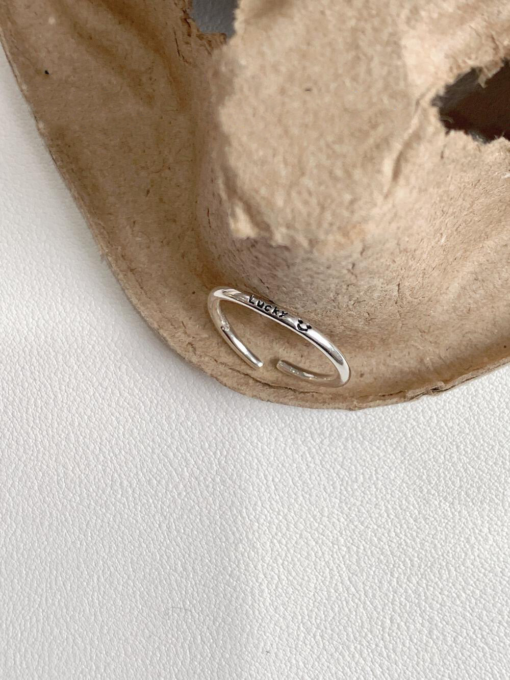 Lucky Smiling Face Open Ring - S925 Sterling Silver, Simple Adjustable Band for Everyday Wear