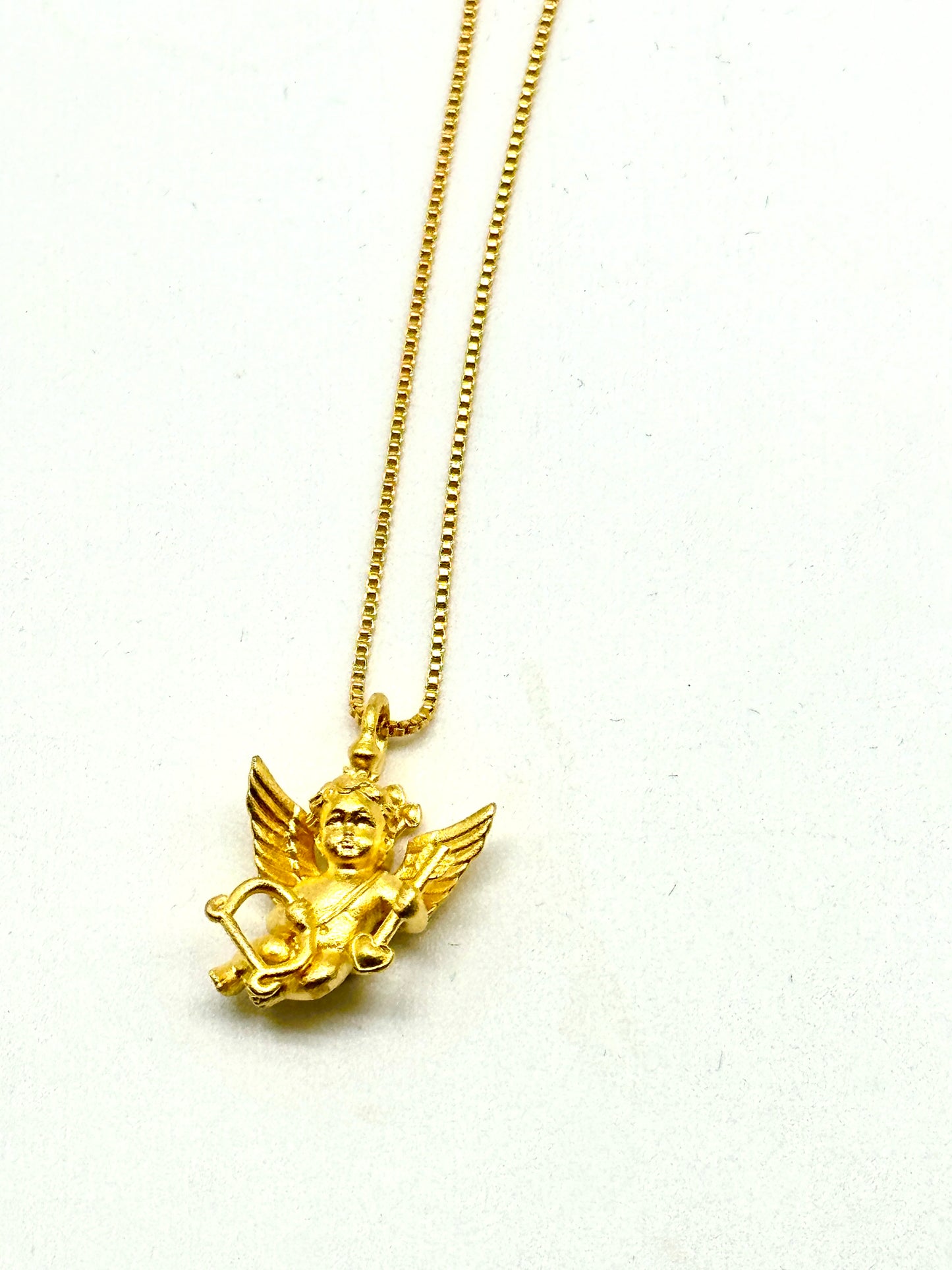 Cupid Angel Pendant Necklaces, Gold-Plated Copper - Detailed Cherub Design, Elegant and Romantic Jewelry