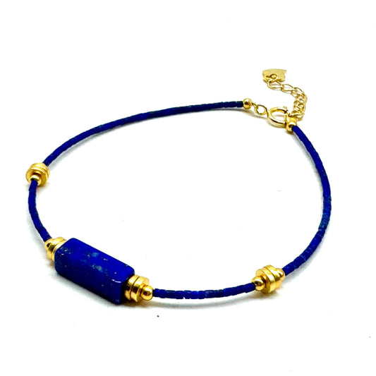 Lapis Lazuli Bracelet with Deep Blue Lapis Lazuli Beads - Unique Semiprecious Stones, Elegant and Niche Design