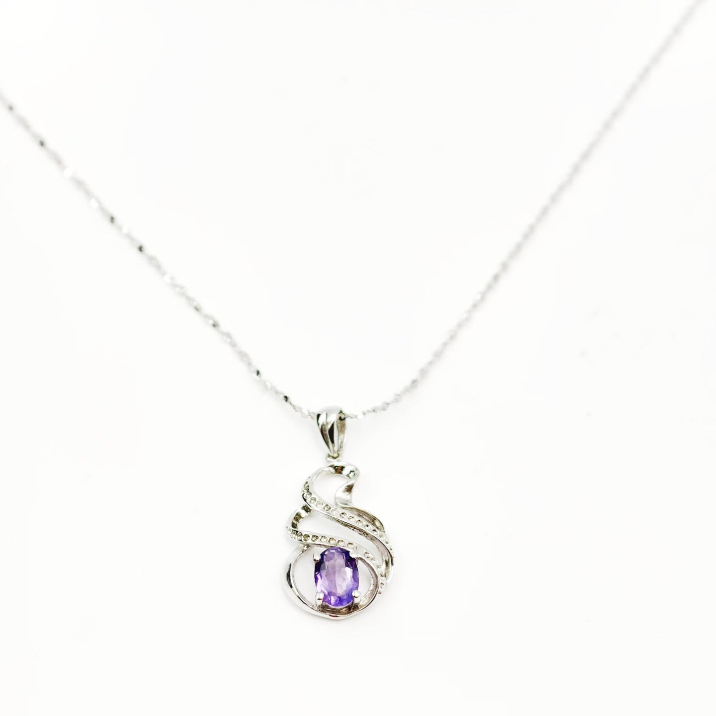 Natural Amethyst Pendant Necklace - S925 Sterling Silver, Genuine Purple Crystal Jewelry, February Birthstone Gift for Women