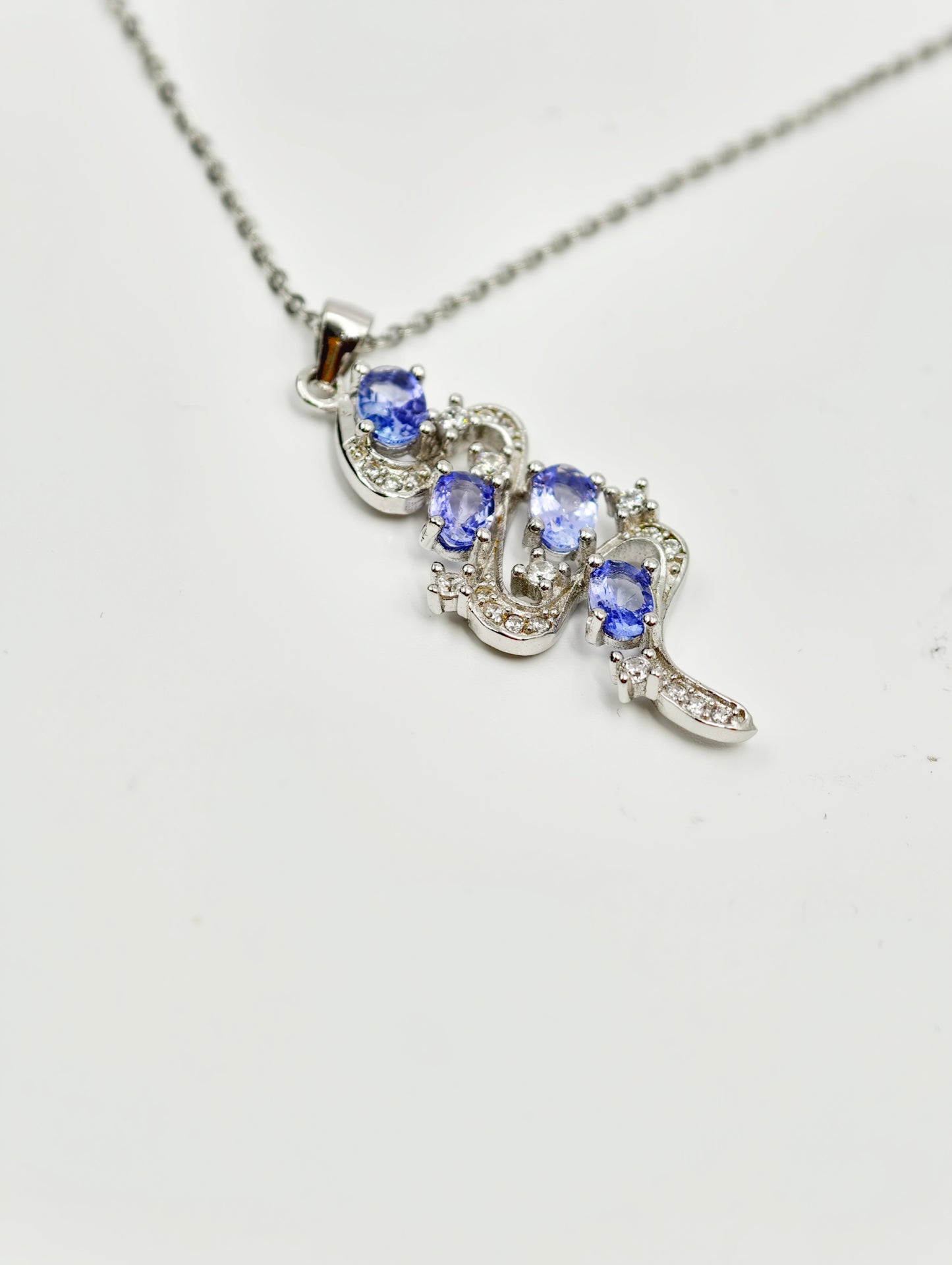 Water Wave Natural Tanzanite Pendant Necklace - S925 Sterling Silver, Premium Natural Blue Gemstone Jewelry, Elegant Gift for Women