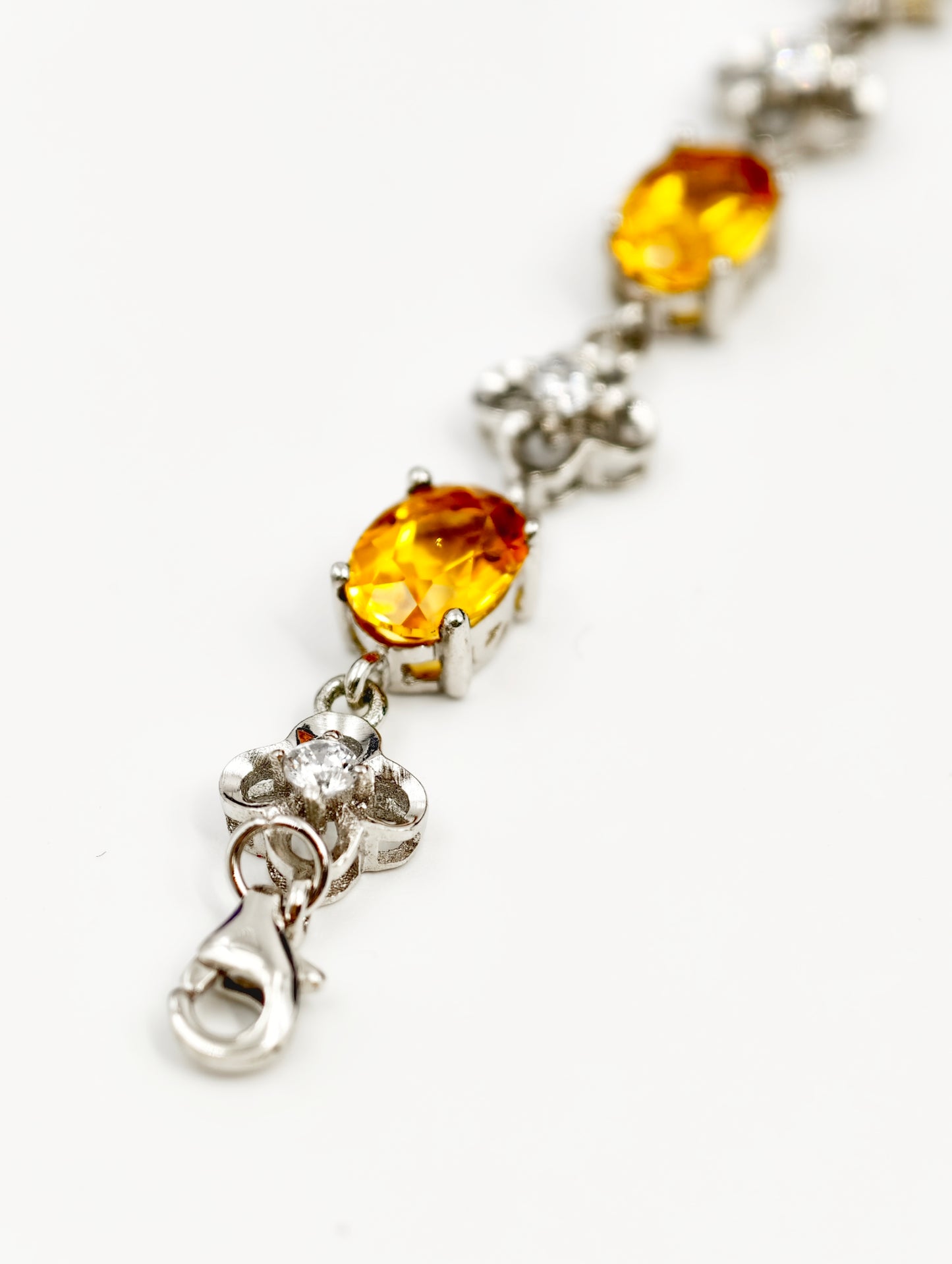 Natural Citrine Bracelet, S925 Sterling Silver, Elegant Yellow Crystal, Fashion Elegant November Birthstone Jewelry for Women