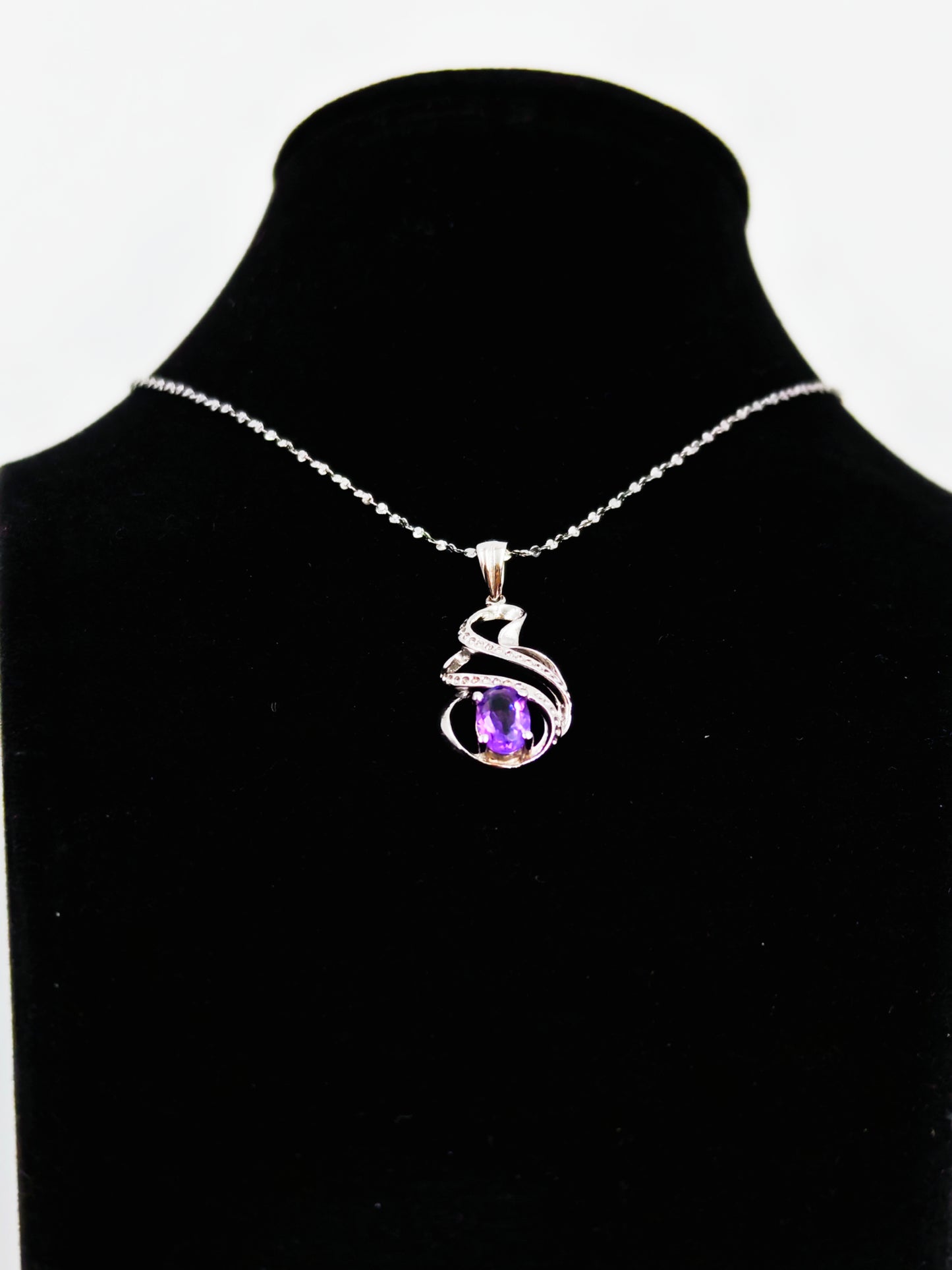 Natural Amethyst Pendant Necklace - S925 Sterling Silver, Genuine Purple Crystal Jewelry, February Birthstone Gift for Women