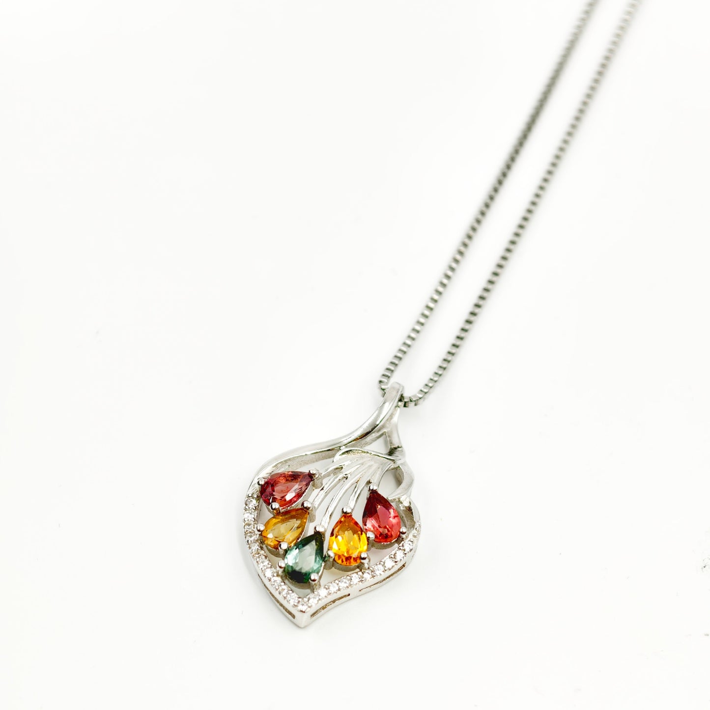 Natural Multi-Color Tourmaline Pendant Necklace - S925 Sterling Silver, Vibrant Gemstone Jewelry, Unique Gift for Women