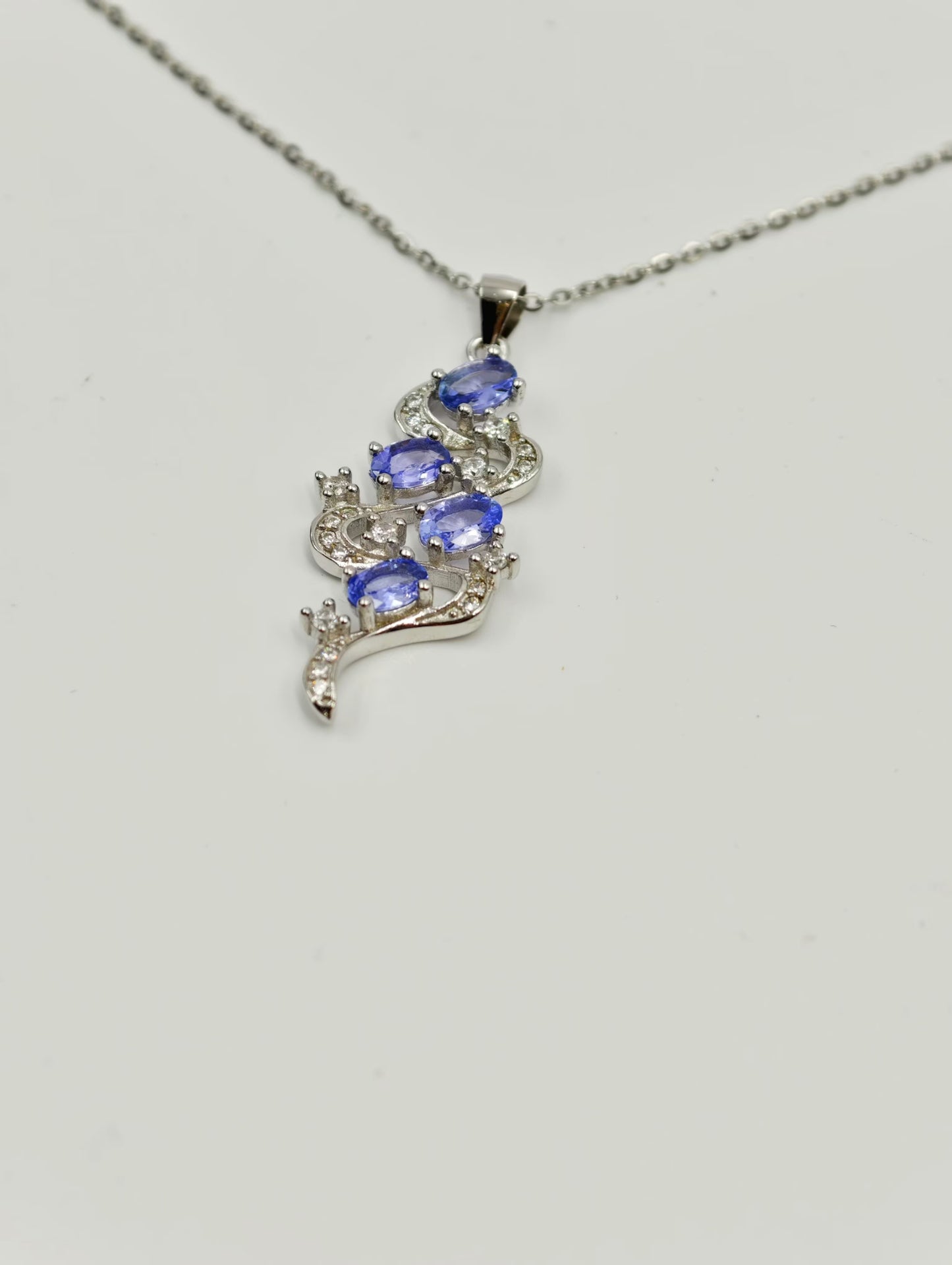 Water Wave Natural Tanzanite Pendant Necklace - S925 Sterling Silver, Premium Natural Blue Gemstone Jewelry, Elegant Gift for Women