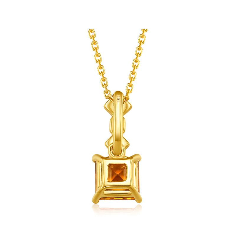 Brazilian Natural Citrine Necklace S925 Silver with 18K Gold Plating - Unique Design Pendant, Yellow Crystal November Birthstone