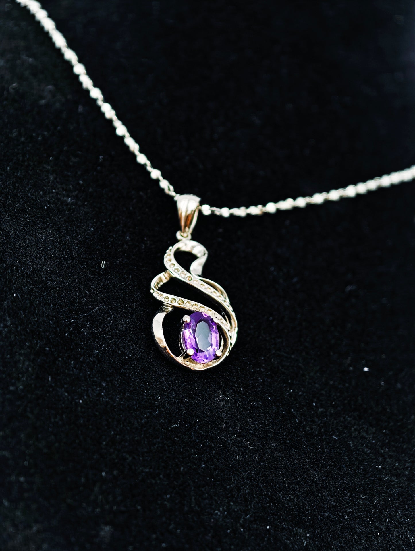 Natural Amethyst Pendant Necklace - S925 Sterling Silver, Genuine Purple Crystal Jewelry, February Birthstone Gift for Women