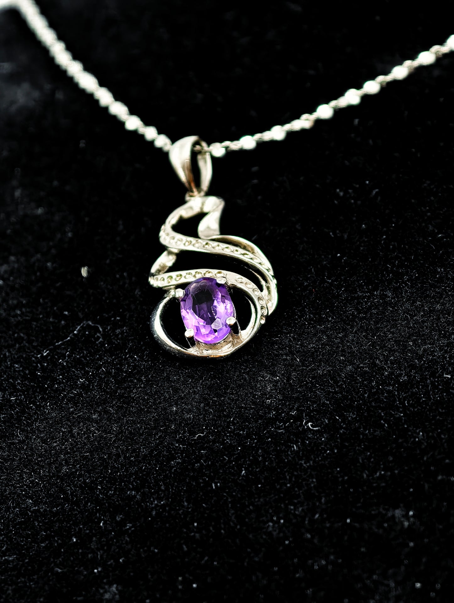 Natural Amethyst Pendant Necklace - S925 Sterling Silver, Genuine Purple Crystal Jewelry, February Birthstone Gift for Women